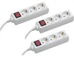 Steckdosenleiste 3-fach - 3 St&uuml;ck - 3 M Kabel - Wei&szlig; - Kunststoffleitung - Ip20