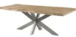 Massivmoebel24 - Baumtisch Mango 180x90x77 Beige Lackiert / Kreuzgestell Silber...
