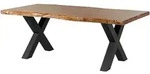 Baumtisch Akazie 220x100x77 Akazie Natur Lackiert / X-beine Anthrazit Matt...