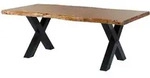 Baumtisch Akazie 220x100x77 Akazie Natur Lackiert / X-beine Anthrazit Gl&auml;nzend