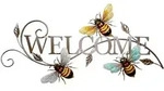Wand Schild Welcome Garten Haust&uuml;r Dekoration Bienen Design