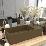 Badezimmer-waschbecken Mit &Uuml;berlauf Keramik Matt Creme Vidaxl