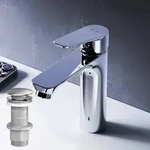 Badarmatur Mit Pop-up Ablaufventil F&uuml;r Waschbecken Wasserhahn Bad Chrom