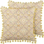 Dekokissen 2er Set Lycrois Baumwolle 45 X 45 Cm Gelb Blumenmuster
