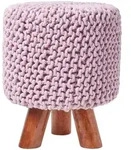 Homescapes Gestrickter Fu&szlig;hocker, 42 Cm Hoch, Rosa