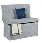 Sitzhocker Mit Lehne, Hxbxt:73x76x38cm, Sitzbank & Sitzw&uuml;rfel Aus Leinen,