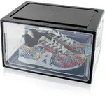 Lex21 - Schwarze Schuhbox Stapelbar Aufbewahrungsbox Kunststoffbox Schuhkasten