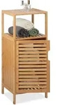 Relaxdays - Badschrank Bambus, Hbt: 87 X 36,5 X 33 Cm, Schmales Badregal Mit T&uuml;r, 2