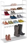 Relaxdays - Schuhregal 6 Ebenen, Stecksystem, 20 Paar Schuhe, 7 Stiefelhaken, Metall
