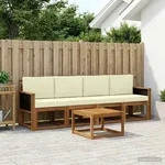 Vidaxl Outdoor Sofa Set With Cushion 4 Pcs Natural And Cream