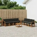 Vidaxl Outdoor Sofa Set With Cushion 9 Pcs Natural And Black
