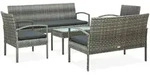 5-tlg. Garten-lounge-set Mit Auflagen Poly Rattan Grau Vidaxl