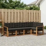 Vidaxl Outdoor Sofa Set With Cushion 5 Pcs Natural And Black