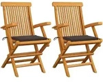 Gartenst&uuml;hle Mit Taupe Kissen 2 Stk. Massivholz Teak Vidaxl