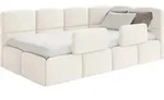 Selsey Cloudy &ndash; Kinderbett 90x200, Rausfallschutz, Kopfteil Rechts, Samt Creme