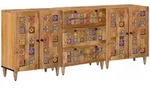 Sideboard 3 Stk. 60 X 33,5 X 75 Cm Massivholz Mango Natur Vidaxl