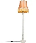 Qazqa Graue Stehlampe Mit Granny-lampenschirm Gold - Classico