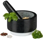 Relaxdays - Granit M&ouml;rser Mit St&ouml;&szlig;el, Langlebig, Gew&uuml;rze, Kr&auml;uter, Rutschfest,