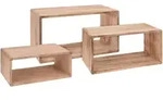Wandregal Rechteck 3er Set Aus Holz - 45/40/35 Cm - H&auml;ngeregal W&uuml;rfel Regal