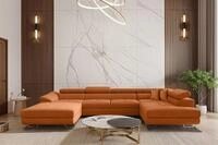 Wohnlandschaft Schlafsofa Sofa Carmelo In Stoff Nova Orange Ottomane Links