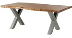 Massivmoebel24 - Baumtisch Akazie 200x100x77 Akazie Natur Lackiert / X-beine Silber