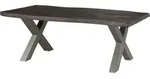 Massivmoebel24 - Baumtisch Mango 220x100x77 Grau Lackiert / X-beine Silber Matt
