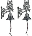 2 X T&uuml;rglocke Gusseisen, Eule, Antiker Landhausstil, Mit Kordel, Wetterfest,