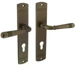 Zamak T&uuml;rdr&uuml;cker Fenstergriff Fensterbeschlag Langschildgarnitur Ulm Br&uuml;niert
