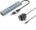 Conceptronic Hubbies20gp 7-port Usb 3.2 Gen 1 Hub Mit Netzteil, 5gbps, Usb-c X 3,