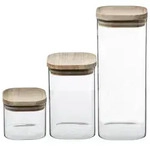 5five Simply Smart - 3 Stapelbare Glasgef&auml;&szlig;e Hermet Holzdeckel - 5five