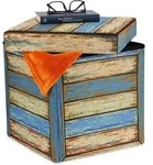 Sitzhocker Mit Stauraum, Vintage Holzplanken Design, Faltbar, Gepolstert, Hocker Hbt: