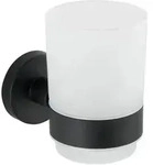 Wenko Zahnputzbecher Uno Bosio Black Edelstahl Matt, Rostfrei, Schwarz, Edelstahl