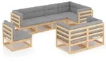 8-tlg. Garten-lounge-set Mit Kissen Massivholz Kiefer Vidaxl