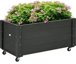 Outsunny Hochbeet Massivholz, Pflanzbeet Mit Rollen, Fr&uuml;hbeet Gartenbeet