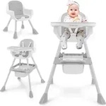 Hochstuhl Baby Verstellbar 2in1 - Moby-system - Magnolia - Grau - Doppelter Tablett -