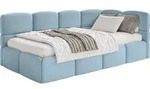 Selsey Cloudy &ndash; Jugendbett 90x200 Mit Matratze, Kopfteil Rechts, Samt Hellblau