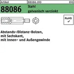 Sechskant-abstandsbolzen I/a St. Gal Zn M 3 X 10 / 6 X 6 Sw 5,5 Gal Zn S 100 Stk
