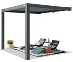Primeyard Terrassen&uuml;berdachung 3x3 M Aluminium-pfosten Mit Lamellendach Aus Alu