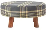 Hocker Grau-gelb Kariert Holzf&uuml;&szlig;e 62 Rund - Homescapes