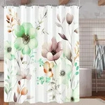 Duschvorhang 240x180cm Blumen Zeichnen Antischimmel Wasserabweisend 16 &Ouml;sen