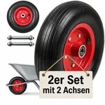 Relaxdays Sackkarrenrad 2er Set, 4.00-6, Vollgummi, Komplettrad Stahlfelge, Mit