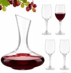 Relaxdays Weingl&auml;ser, 4er Set, 360 Ml, Dekanter, 1,8 L, Sp&uuml;lmaschinenfest, Gl&auml;ser,