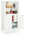 Badezimmerschrank Wei&szlig; Lamell, Badschrank Aus Bambus, Telefonschrank, Hbt: 92 X 50 X