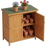 Relaxdays Gartenschrank, Holz, Aufklappbares Dach, Wetterfest, Einlegeboden, Hbt: 88