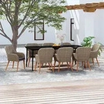 9-tlg. Garten-essgruppe Mit Kissen Braun Vidaxl