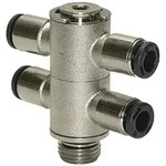 Riegler - T-mehrfachverteiler 4-fach &raquo;click-clock&laquo;, Drehbar, G 1/8 A. &Oslash; 4mm