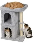 Relaxdays Kratzbaum, Mit 2 H&ouml;hlen & Spielzeug, Sisal, Mit Liegefl&auml;che,