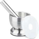 Relaxdays M&ouml;rser Mit St&ouml;&szlig;el, Aus Edelstahl, Mit Deckel, Gew&uuml;rze, Kr&auml;uter,