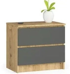 Akord - Nachttisch K60 In Der Farbe Eiche Artisan Mit 2 Schubladen Front...