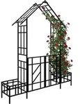 Relaxdays Rosenbogen Mit Tor, 2 Pflanzeinfassungen, Vorgarten & Garten, Torbogen Hbt: